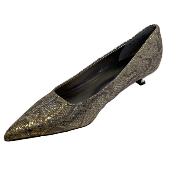 Naturalizer Natalia Kitten Heal Silver Snakeskin Womens Size 9 M New Pointed Toe - Picture 4 of 11